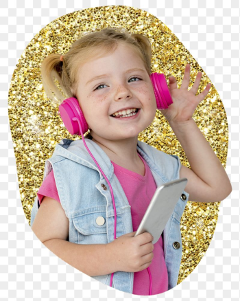 Png girl enjoying music badge | Free PNG - rawpixel