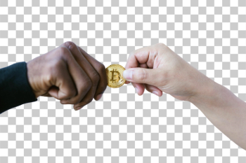 PNG Hands Exchanging Cryptocurrency