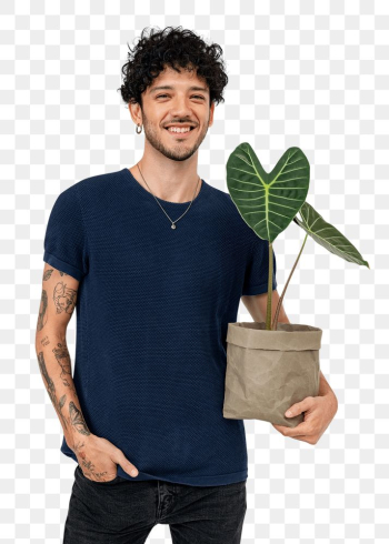 Png happy plant parent mockup  holding potted… | Free stock illustration | High Resolution graphic