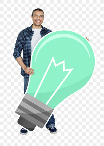 Png Man holding light bulb | Free PNG - rawpixel