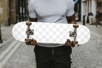 Png man holding skateboard mockup, | Free PNG Mockup - rawpixel