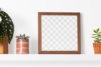 Png picture frame mockup among houseplants… | Free stock illustration | High Resolution graphic