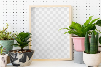 Png picture frame mockup among houseplants… | Free stock illustration | High Resolution graphic