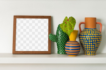 Png picture frame mockup next to houseplants… | Free stock illustration | High Resolution graphic