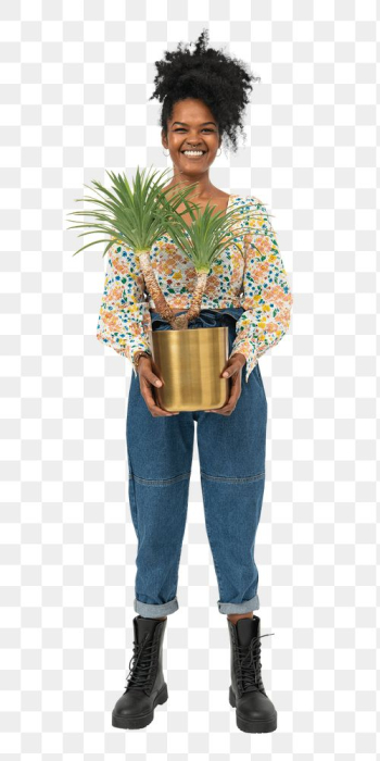 Png plant lady mockup holding potted agave | Free stock illustration | High Resolution graphic