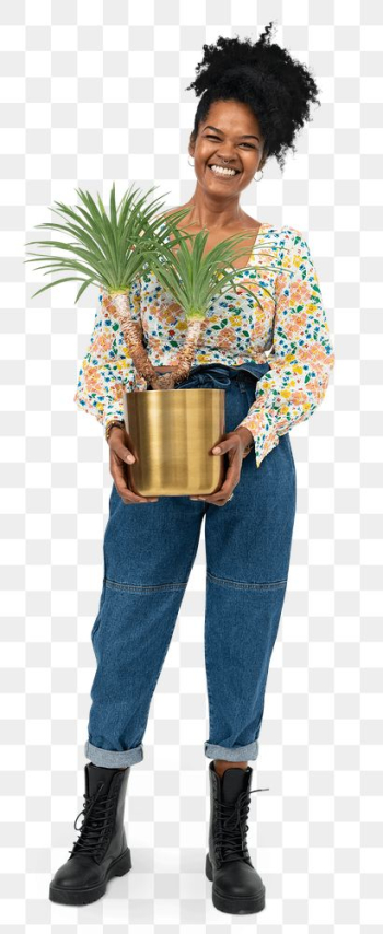 Png plant lady mockup holding potted agave | Free stock illustration | High Resolution graphic