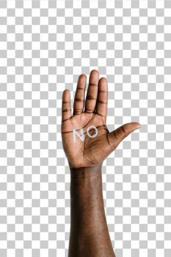 PNG Rejecting Negativity: Hand with 'No' Gesture PNG Rejecting Negativity: Hand with 'No' Gesture