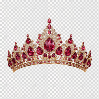 PNG Royal Tiara with Red Rubies and Diamonds