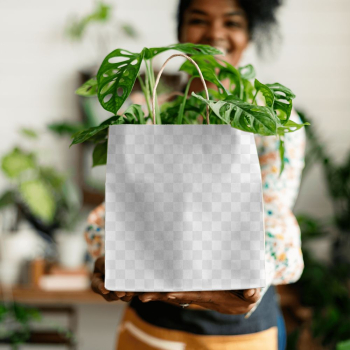 Png shopping bag mockup with plant inside eco… | Free stock illustration | High Resolution graphic