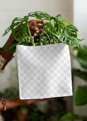 Png shopping bag mockup with plant inside eco… | Free stock illustration | High Resolution graphic