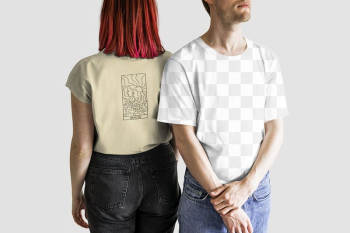 Png tee couple mockup, fashion | Free PNG Mockup - rawpixel