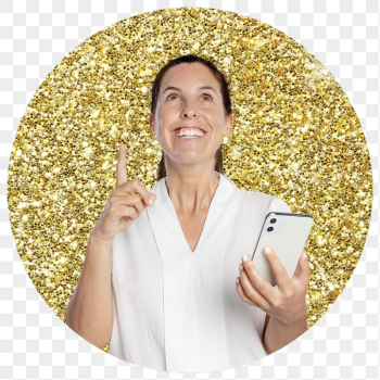 Png woman holding phone badge | Free PNG - rawpixel