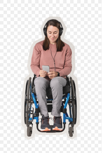 Png woman in wheelchair listening | Free PNG - rawpixel