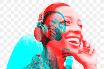 Png woman listening to music | Free PNG Sticker - rawpixel