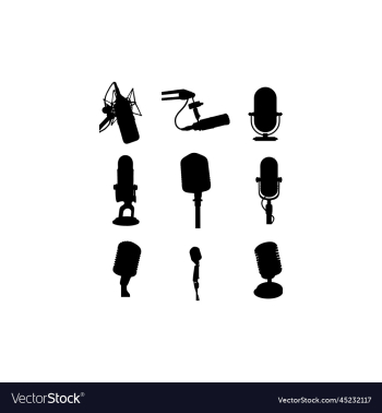 podcast microphone silhouette set collection podcast microphone silhouette set collection