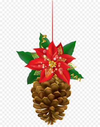 Poinsettia Christmas Clip art - Christmas Pinecone with Poinsettia PNG Clipart Image 