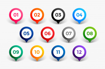 Pointer style number bullet points till twelve Free Vector Pointer style number bullet points till twelve Free Vector