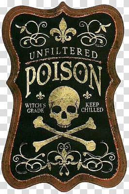 Poison Treats s, black and brown Poison printed board transparent background PNG clipart