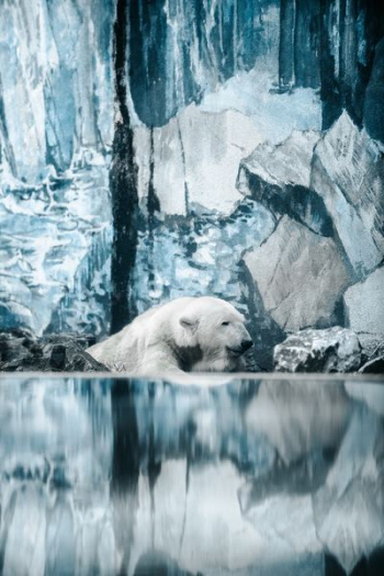 polar bear near rocks polar bear near rocks