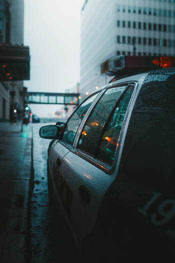 Police Car On Road Police Car On Road