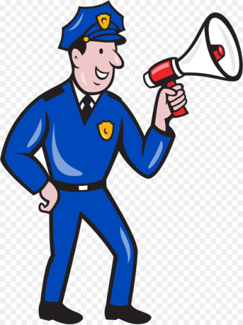Police officer Cartoon Illustration - The policeman with the horn 