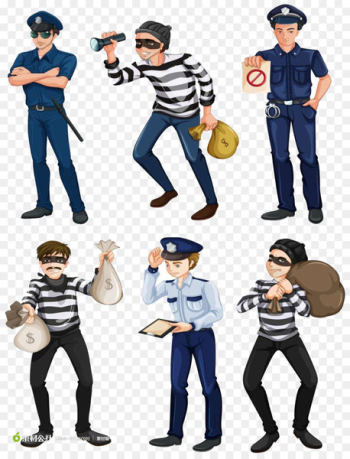 Police officer Royalty-free Illustration - Thieves and police 