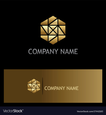 Polygon gold mozaic shape logo vector image Polygon gold mozaic shape logo vector image