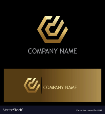 Polygon line technology gold logo vector image Polygon line technology gold logo vector image