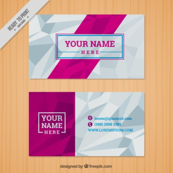 Polygonal white and pink business card