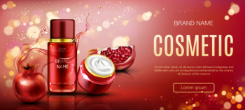 Pomegranate cosmetic bottles beauty banner Free Vector Pomegranate cosmetic bottles beauty banner Free Vector