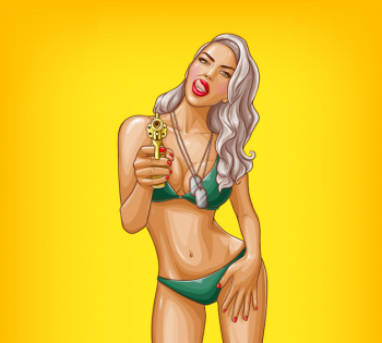 pop art sexy gangster girl armed with gun pop art sexy gangster girl armed with gun