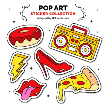 Pop art stickers with fun style Pop art stickers with fun style