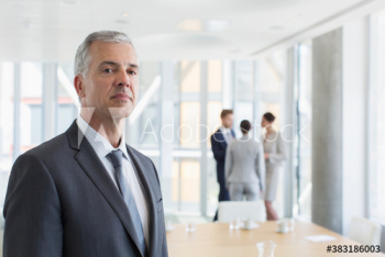 Portrait confident mature corporate businessman in office Portrait confident mature corporate businessman in office