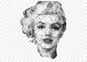 Portrait Drawing Geometry Artist Illustration - Diamond woman's face 