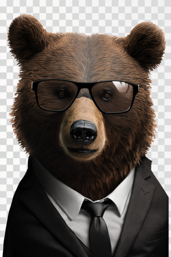 Portrait Funny Bear Business Suit Glasses - PNG transparent background