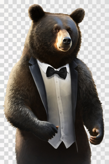 Portrait Funny Bear Business Suit - PNG transparent background