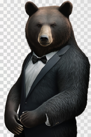 Portrait Funny Bear Business Suit - PNG transparent background