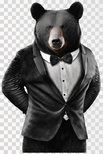 Portrait Funny Bear Business Suit - PNG transparent background