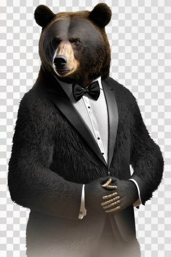 Portrait Funny Bear Business Suit - PNG transparent background