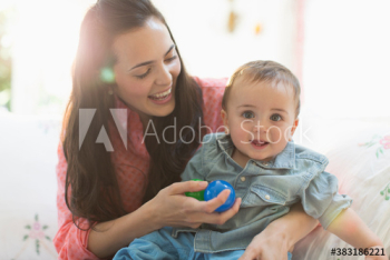 Portrait happy mother and baby son Portrait happy mother and baby son