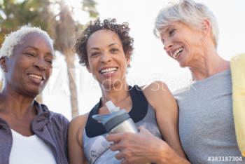 Portrait happy senior women exercising Portrait happy senior women exercising