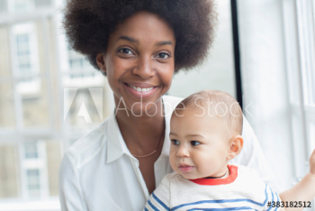 Portrait happy young mother and baby son Portrait happy young mother and baby son