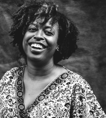 Portrait of a cheerful black woman