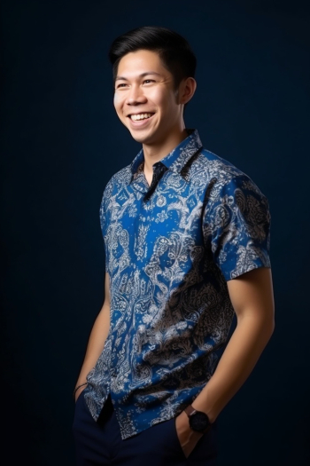 Portrait of an Asian young man wearing shirt, smiling generated by AI Portrait of an Asian young man wearing shirt, smiling generated by AI