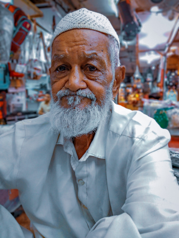 Portrait of Elderly Man Wearing Taqiyah Cap Portrait of Elderly Man Wearing Taqiyah Cap