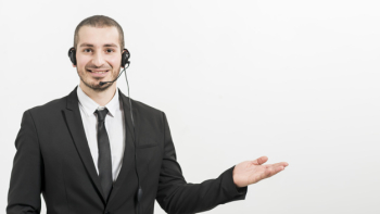 Portrait of male call center agent Portrait of male call center agent