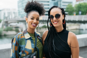 Portrait of Two Smiling Women Portrait of Two Smiling Women