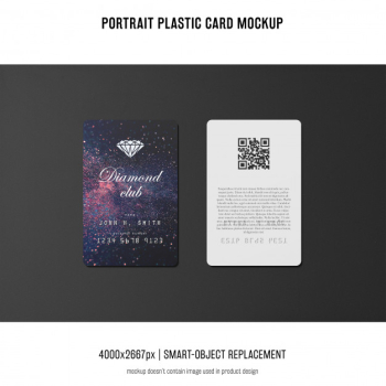 Portrait plastic card mockup Free Psd