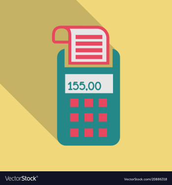 Pos terminal with inserted credit card and vector image