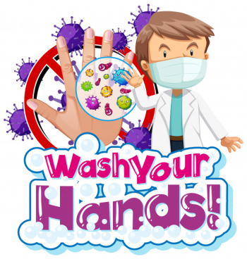 Poster design for coronavirus theme with doctor and dirty hand Free Vector Poster design for coronavirus theme with doctor and dirty hand Free Vector